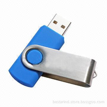 Popular Swivel USB Drive, Plastic and Metal Parts Can All be Customized, Ideal for Promotion
